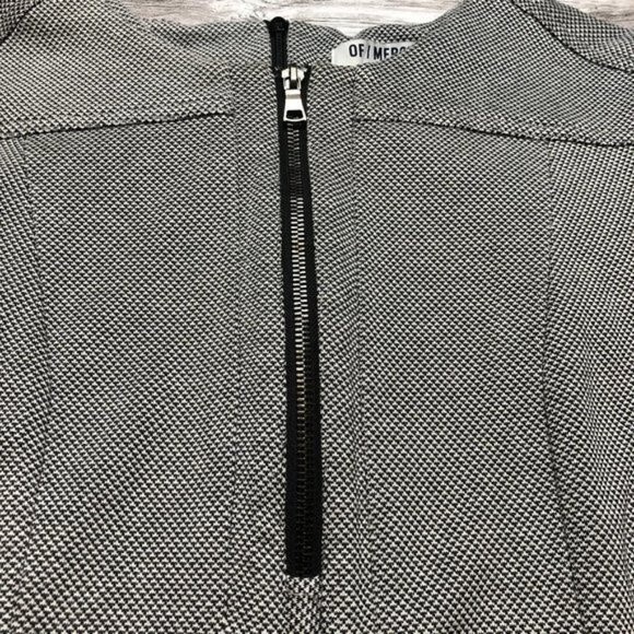OF/MERCER Textured Fitted Shift Mini Dress Size 10 Zippers Black Grey Gray Zip - Picture 7 of 14